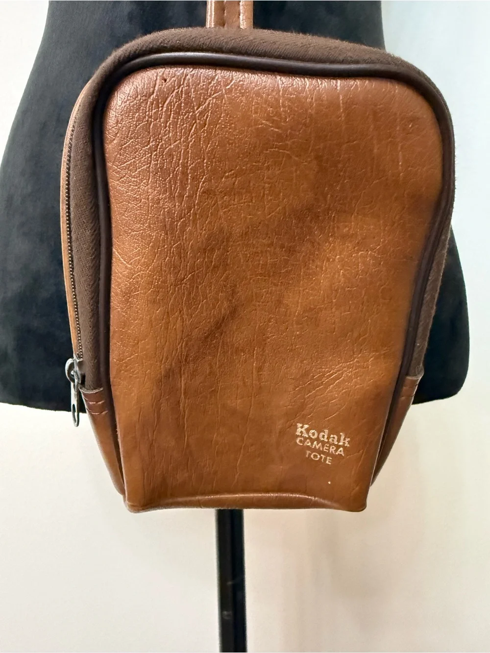 Vintage Kodak Camera Tote Brown Faux Leather Crossbody Bag Removable Strap